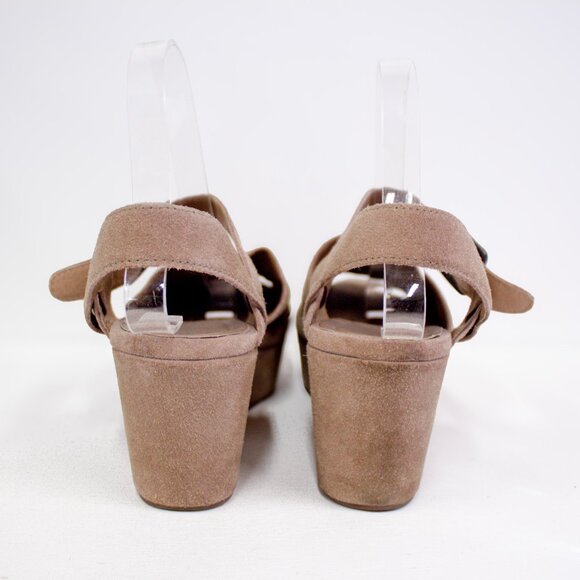 Chocolat Blu Tan Suede Wedge Sandals - Picture 6 of 11